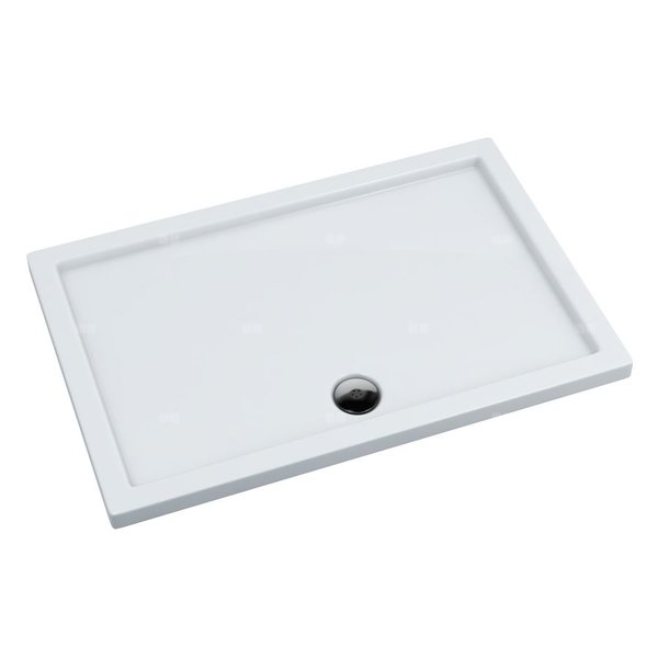 Brodzik akrylowy Caspar 90x120x5 cm, prostokątny z odpływem na dłuższym boku