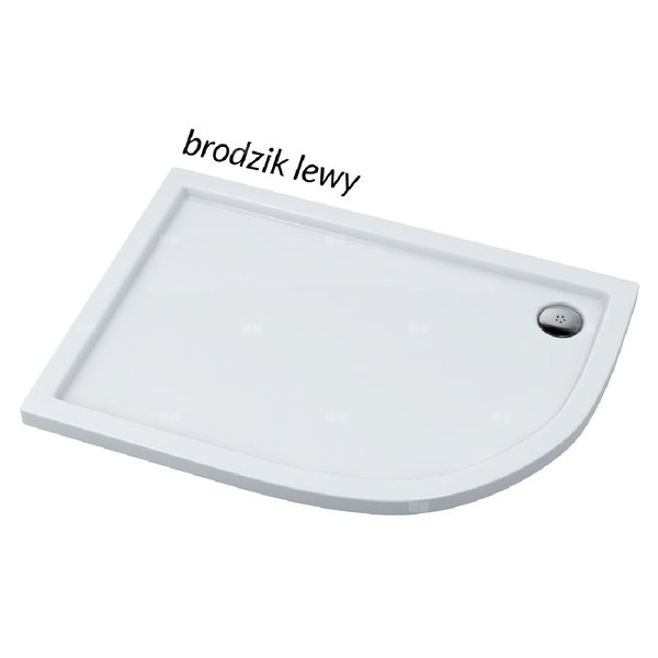 Brodzik kompozytowy Stabilsound Plus® Corrina 80x100x5 cm R55, asymetryczny lewy
