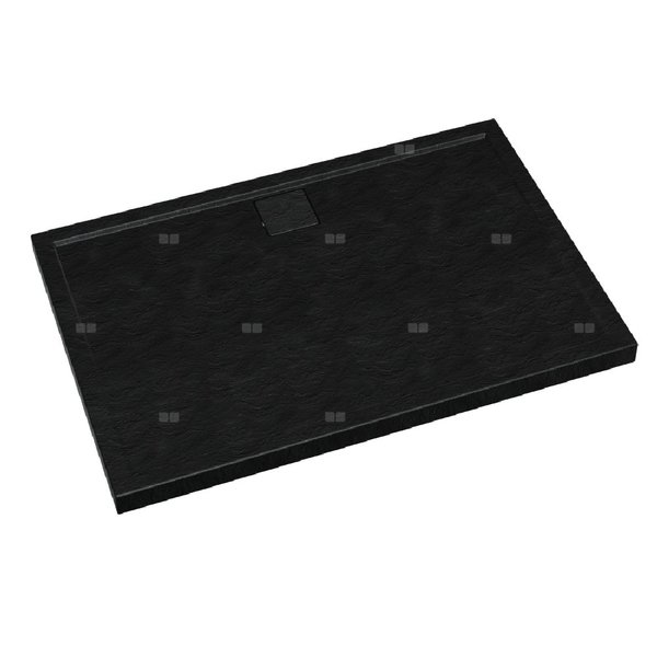 Brodzik kompozytowy Stabilsound Plus® Omega Black Stone 80x140x5 cm, prostokątny