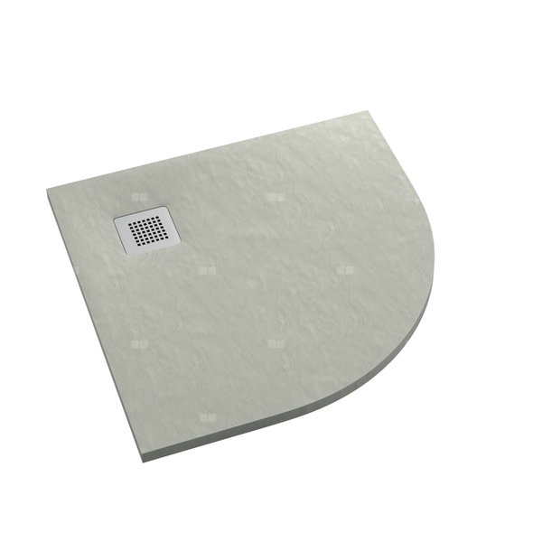 Brodzik kompozytowy Stabilsound Plus® Kalait Cement Stone 90x90x3,5 cm R55, półokrągły
