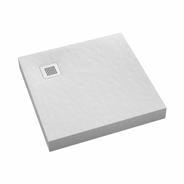 Brodzik akrylowy zintegrowany z nośnikiem Stabilsound Plus® oraz obudową akrylową przeciągniętą do podłogi New Horizons White Stone 100x100x12 cm, kwadratowy