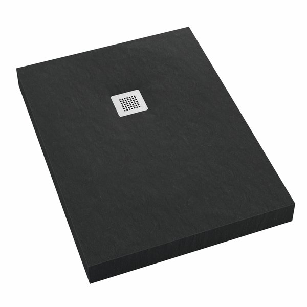 Brodzik akrylowy zintegrowany z nośnikiem Stabilsound Plus® oraz obudową akrylową przeciągniętą do podłogi New Horizons Black Stone 90x180x12cm, prostokątny