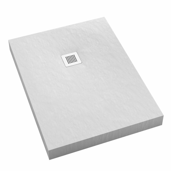 Brodzik akrylowy zintegrowany z nośnikiem Stabilsound Plus® oraz obudową akrylową przeciągniętą do podłogi New Horizons White Stone 100x140x12cm, prostokątny
