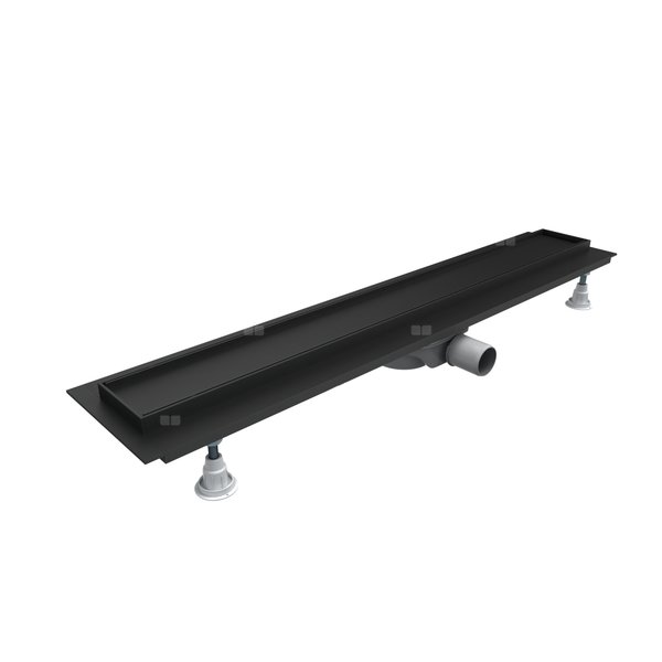 Odpływ liniowy Base-Low Black 100x8x7 cm z maskownicą Black Plate