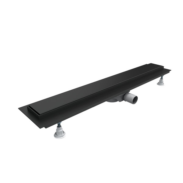 Odpływ liniowy Base-Low Black 100x8x7 cm z maskownicą Black Steel