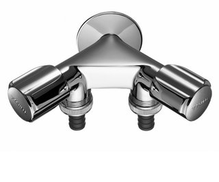 Podwójny zawór pb COMFORT 1/2" z dwoma przyłączami węży elastycznych chrom