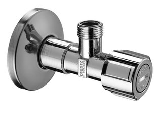Zawór kątowy z filtrem 250 µm 1/2" x 1/2" , chrom, bez nakrętki