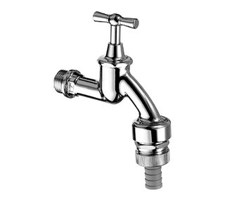 Zawór czerpalny 1/2" chrom mat z AZZ, pp głowica z pokrętłem motylkowym
