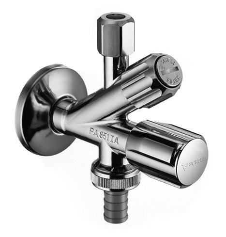 Kombinowany zawór kątowy COMFORT 1/2" chrom z AZZ z dodatkowym filtrem 1/2"