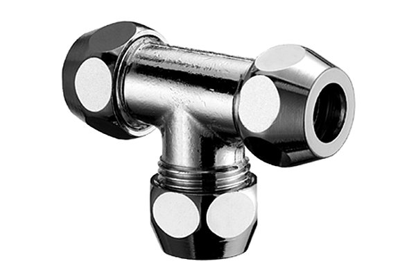 Złącze trójnikowe 3/8"x3/8"x3/8", 10 mm, chrom, 3 x zacisk