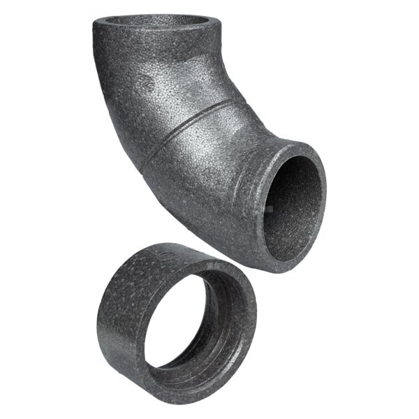 Kolano STYRO 90 st., średnica 180 mm, odporne na tworzenie kondensatu, grubość ścianki 15 mm LWF DRB 180-90 EPP