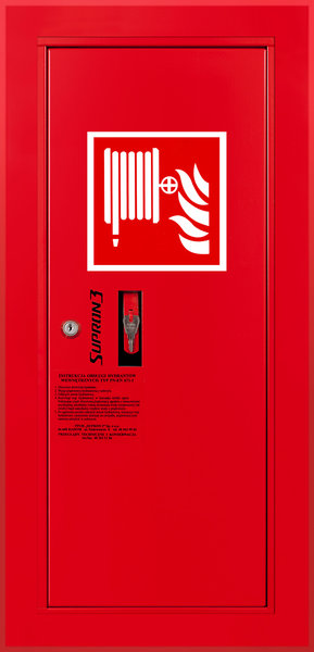 Hydrant DN25 wnękowy boczny, wąż 20m, zamek patent, RAL 3000 prawy