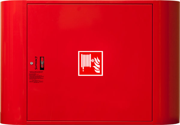 Hydrant DN25 FIT zawieszany, z dwoma ćwierćwałkami, wąż 30m, zamek patent, RAL 3000