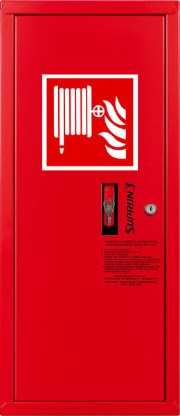 Hydrant DN25 zawieszany boczny, wąż 30m, zamek patent, RAL 3000 lewy