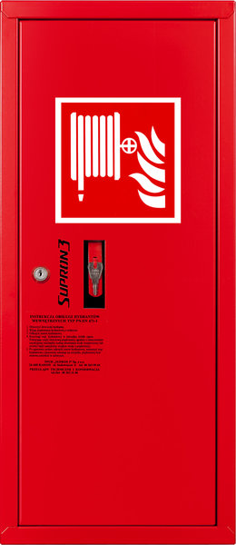 Hydrant DN25 zawieszany boczny, wąż 20 m, zamek patent, RAL 3000 prawy