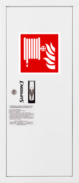 Hydrant DN25 zawieszany boczny, wąż 30m, zamek patent, RAL 9003 prawy