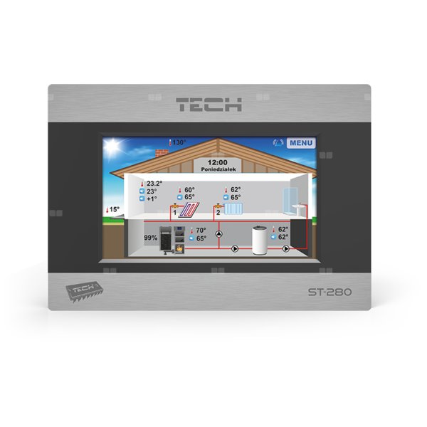 Regulator pokojowy z komunikacją RS (dotykowy, kolorowy wyświetlacz), model ST-280