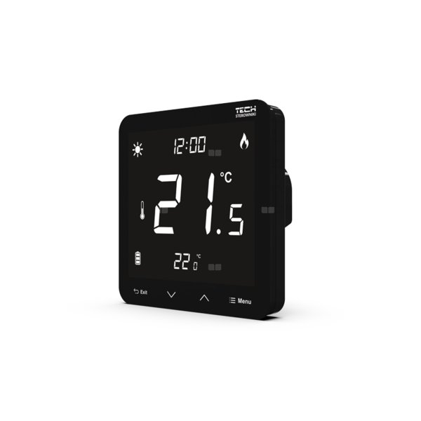 Przewodowy regulator pokojowy dwustanowy(panel przedni ze szkła) czarny, model ST-297 v3