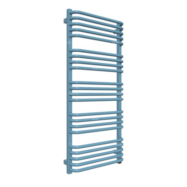 Grzejnik elektryczny TERMA ALEX 500 x 1140 mm, kolor niebieski pastelowy RAL5024, moc 600 W, podłączenie E1, kabel prosty bez wtyczki 1,5m biały