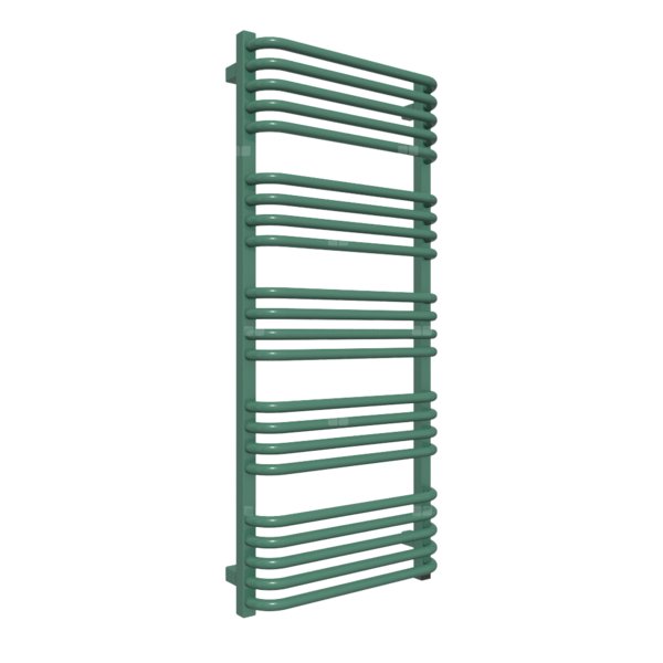 Grzejnik elektryczny TERMA ALEX 500 x 1140 mm, kolor zielony patynowy RAL6000, moc 600 W, podłączenie E1, kabel prosty bez wtyczki 1,5m biały