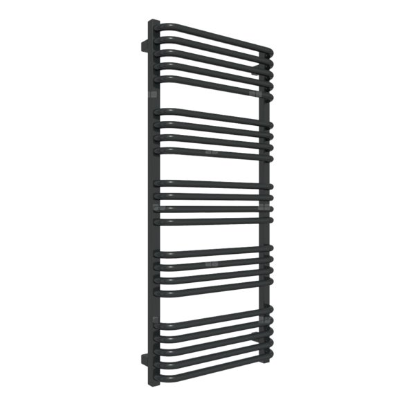 Grzejnik elektryczny TERMA ALEX 500 x 1140 mm, kolor czarny jak kruk RAL9005, moc 600 W, podłączenie E1, kabel prosty bez wtyczki 1,5m