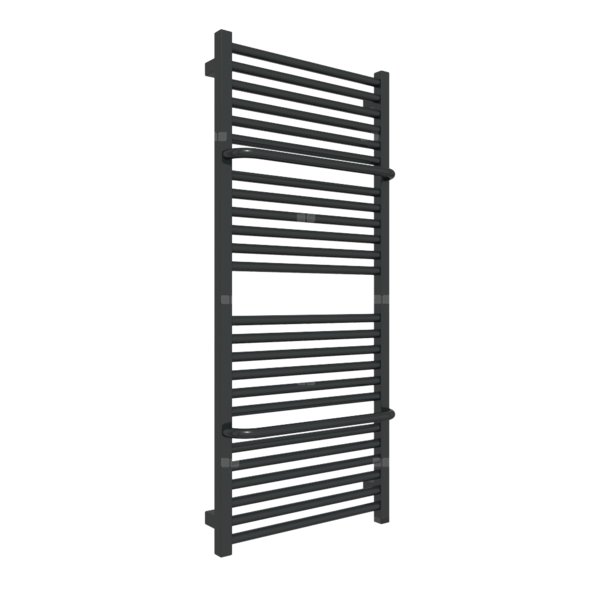 Grzejnik elektryczny TERMA LIMA ONE 500 x 1140 mm, kolor czarny jak kruk RAL9005, moc 600 W, podłączenie E8, kabel spiralny z wtyczką 2,5m czarny