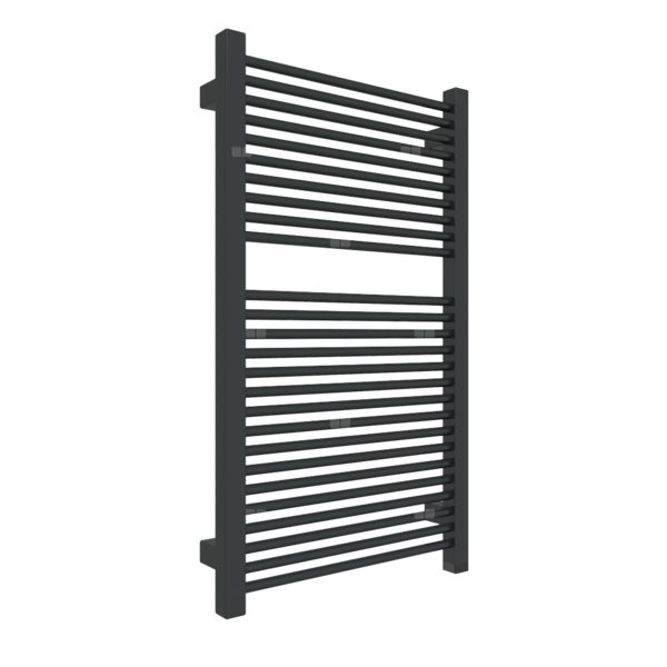 Grzejnik elektryczny TERMA MIKE ONE 430 x 735 mm, kolor czarny jak kruk RAL9005, moc 400 W, podłączenie E8, kabel spiralny z wtyczką 2,5m srebrzysty