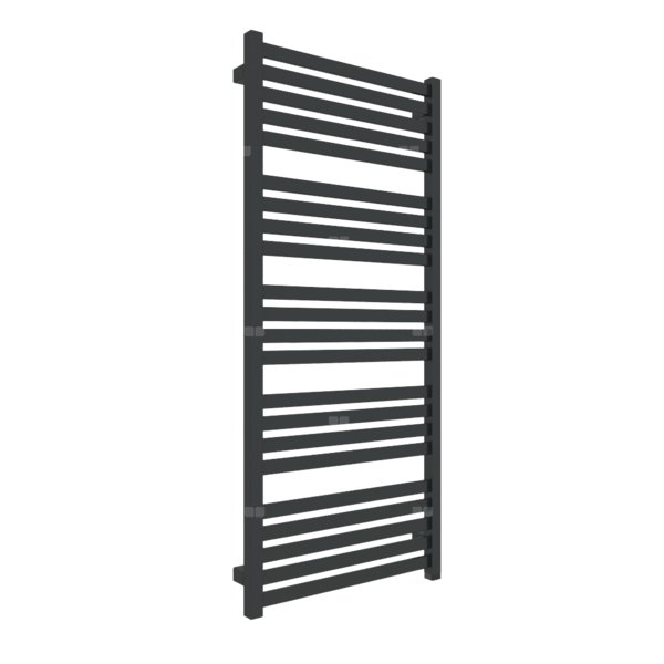 Grzejnik elektryczny TERMA MARLIN ONE 530 x 1185 mm, kolor czarny jak kruk RAL9005, moc 600 W, podłączenie E8, kabel spiralny z wtyczką