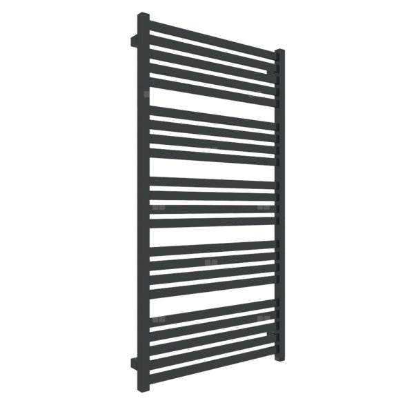 Grzejnik elektryczny TERMA MARLIN ONE 630 x 1185 mm, kolor czarny jak kruk RAL9005, moc 800 W, podłączenie E1, kabel prosty bez wtyczki 1,5m