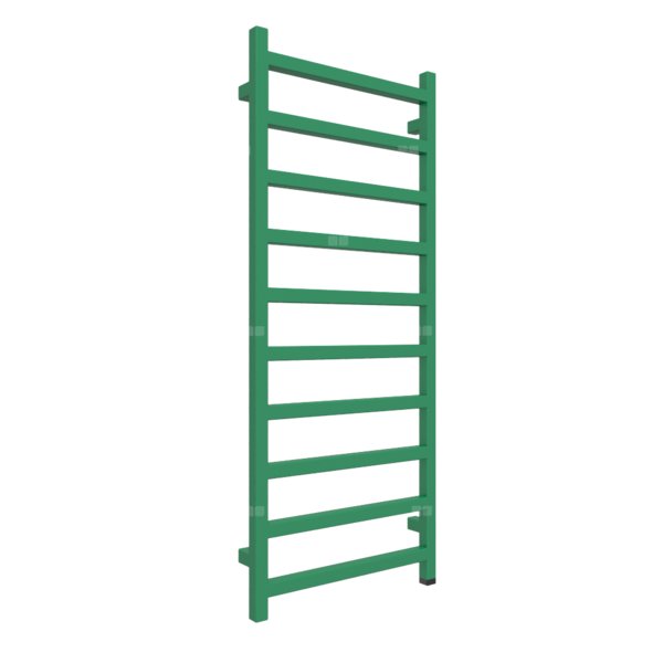 Grzejnik elektryczny TERMA SIMPLE ONE 500 x 1200 mm, kolor zielony ostrzegawczy RAL6024, moc 400 W, podłączenie E1, kabel spiralny z wtyczką 2,5m srebrzysty