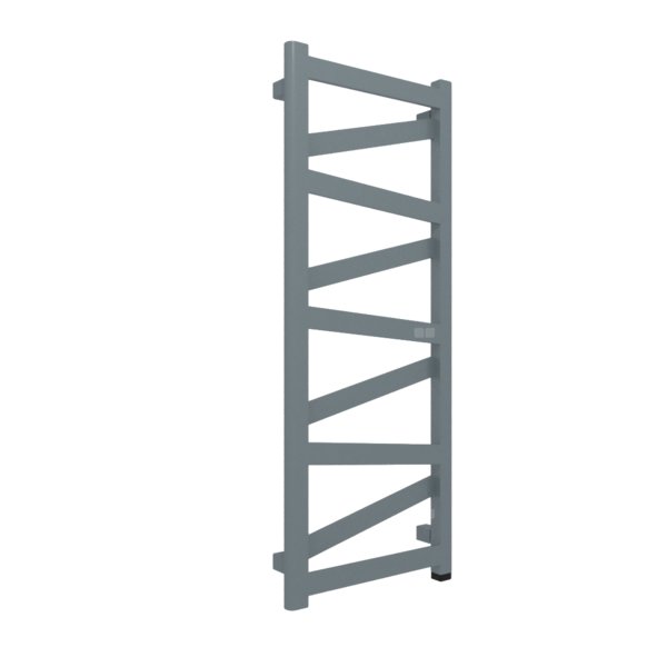 Grzejnik elektryczny TERMA VIPERA ONE 400 x 990 mm, kolor szary niebieski RAL7031, moc 300 W, podłączenie E8, kabel spiralny z wtyczką 2,5m srebrzysty