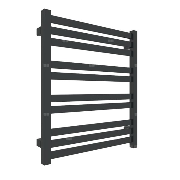 Grzejnik elektryczny TERMA MARLIN ONE 530 x 600 mm, kolor czarny jak kruk RAL9005, moc 300 W, podłączenie E8, kabel spiralny z wtyczką 2,5m