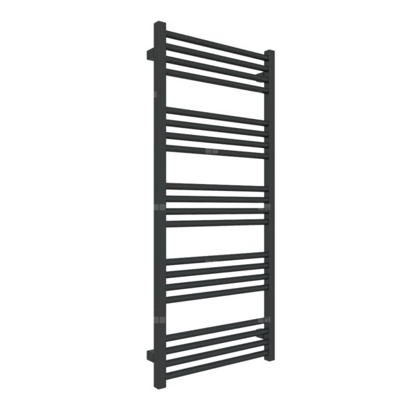 Grzejnik elektryczny TERMA FIONA 500 x 1140 mm, kolor czarny głęboki mat RAL9005, moc 600 W, podłączenie E1, kabel prosty bez wtyczki z maskownicą