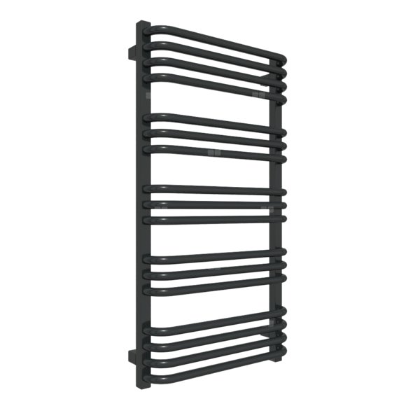 Grzejnik elektryczny TERMA ALEX ONE 500 x 760 mm, kolor czarny jak kruk RAL9005, moc 400 W, podłączenie E1, kabel prosty bez wtyczki 1,5m