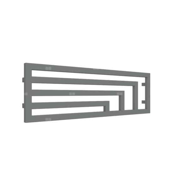 Grzejnik elektryczny TERMA ANGUS H 1140 x 360 mm, kolor szary mysi RAL7005, moc 400 W, podłączenie E7, kabel prosty bez wtyczki z maskownicą złocisty