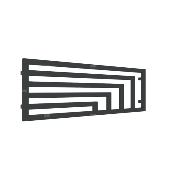 Grzejnik elektryczny TERMA ANGUS H 1300 x 440 mm, kolor czarny głęboki RAL9005, moc 600 W, podłączenie E2, kabel prosty bez wtyczki z maskownicą