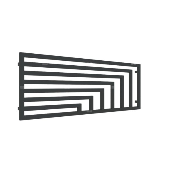 Grzejnik elektryczny TERMA ANGUS H 1620 x 600 mm, kolor czarny głęboki mat RAL9005, moc 800 W, podłączenie E7, kabel prosty bez wtyczki z maskownicą