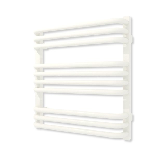 Grzejnik elektryczny TERMA ALEX 540 x 500 mm, kolor biały drogowy RAL9016, moc 300 W, podłączenie E8, kabel prosty bez wtyczki z maskownicą biały