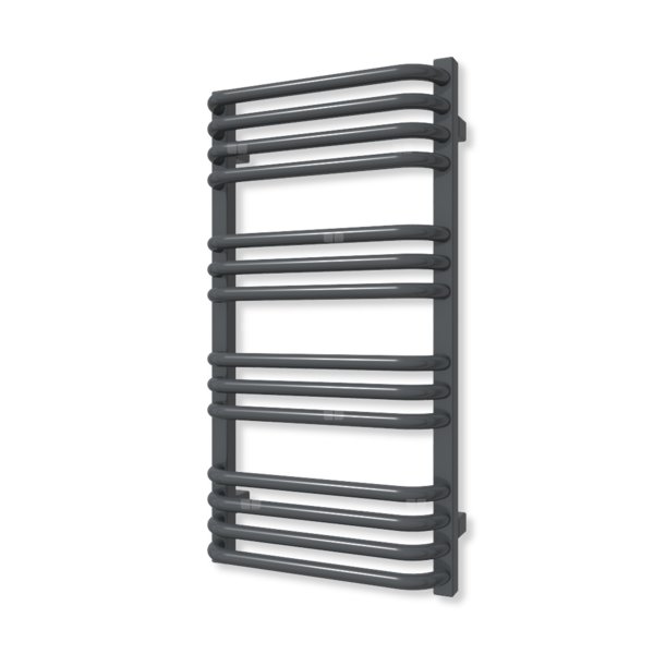 Grzejnik elektryczny TERMA ALEX 760 x 400 mm, kolor szterling, moc 300 W, podłączenie E1, kabel spiralny z wtyczką czarny