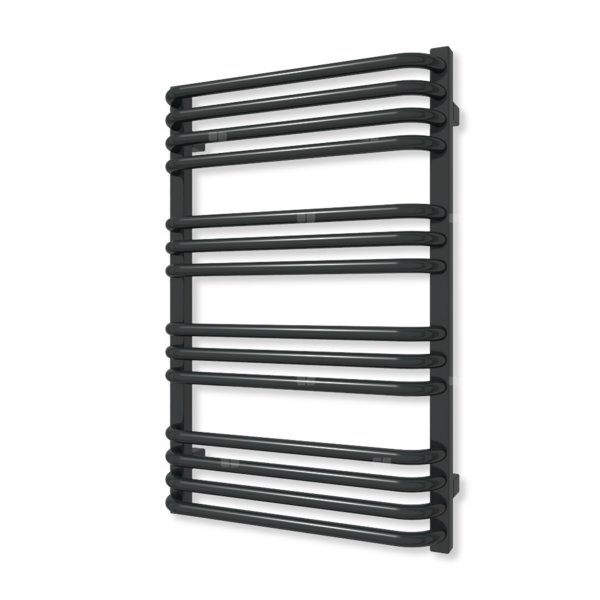 Grzejnik elektryczny TERMA ALEX 760 x 500 mm, kolor czarny jak kruk mat RAL9005, moc 400 W, podłączenie E8, kabel prosty z wtyczką czarny