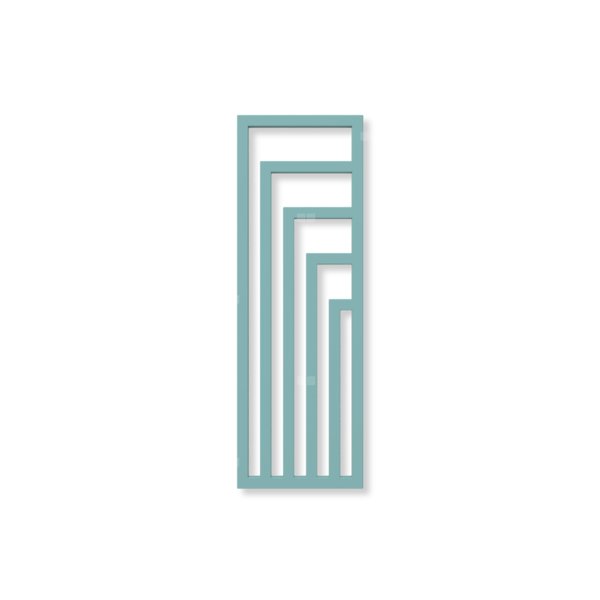 Grzejnik elektryczny TERMA ANGUS V 1300 x 440 mm, kolor turkusowy pastelowy RAL6034, moc 600 W, podłączenie E1, kabel prosty bez wtyczki z maskownicą