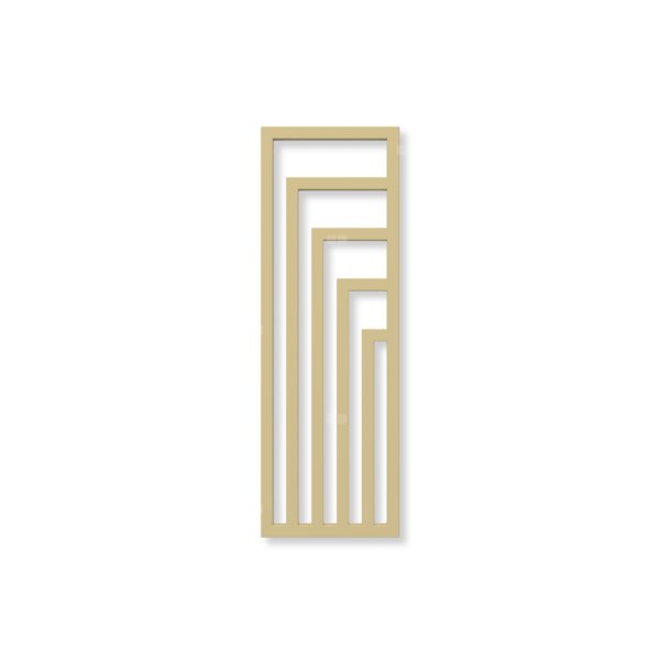 Grzejnik elektryczny TERMA ANGUS V 1300 x 440 mm, kolor mosiądz, moc 600 W, podłączenie E1, kabel prosty bez wtyczki z maskownicą czarny