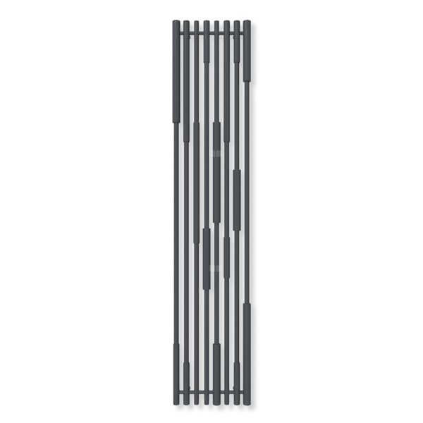 Grzejnik elektryczny TERMA CANE 1900 x 390 mm, kolor metaliczna czerń, moc 800 W, podłączenie E1, kabel prosty bez wtyczki z maskownicą czarny