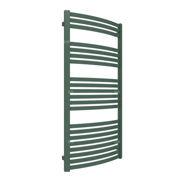 Grzejnik elektryczny TERMA DEXTER 1220 x 600 mm, kolor zielony sosnowy RAL6028, moc 600 W, podłączenie E8, kabel prosty bez wtyczki z maskownicą szary