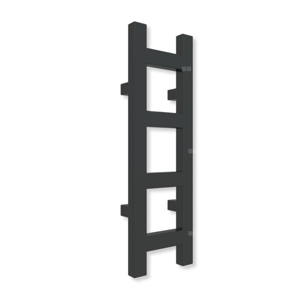 Grzejnik elektryczny TERMA EASY 640 x 200 mm, kolor czarny jak kruk mat RAL9005, moc 120 W, podłączenie E8, kabel prosty bez wtyczki z maskownicą czarny