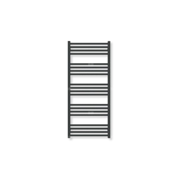 Grzejnik elektryczny TERMA FIONA 1140 x 500 mm, kolor czarny jak kruk mat RAL9005, moc 600 W, podłączenie E8, kabel spiralny z wtyczką