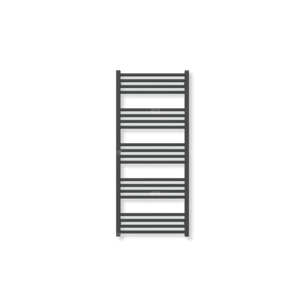Grzejnik elektryczny TERMA FIONA 1140 x 500 mm, kolor czarny jak kruk soft, moc 600 W, podłączenie E8, kabel prosty bez wtyczki z maskownicą czarny