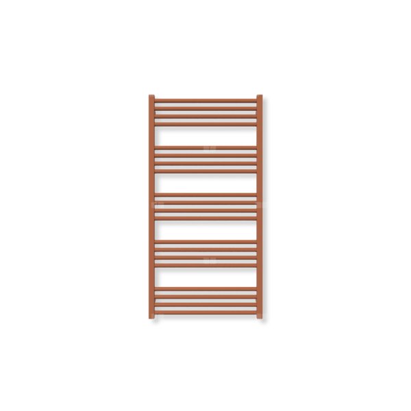 Grzejnik elektryczny TERMA FIONA 1140 x 580 mm, kolor jasna Cu, moc 600 W, podłączenie E8, kabel spiralny z wtyczką czarny