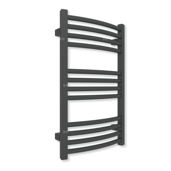 Grzejnik elektryczny TERMA LENA 660 x 400 mm, kolor czarny jak kruk soft, moc 300 W, podłączenie E8, kabel spiralny z wtyczką czarny
