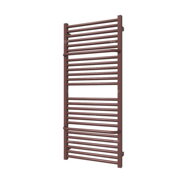 Grzejnik elektryczny TERMA LIMA 1140 x 500 mm, kolor brązowy czerwony RAL8012, moc 600 W, podłączenie E1, kabel prosty bez wtyczki z maskownicą biały